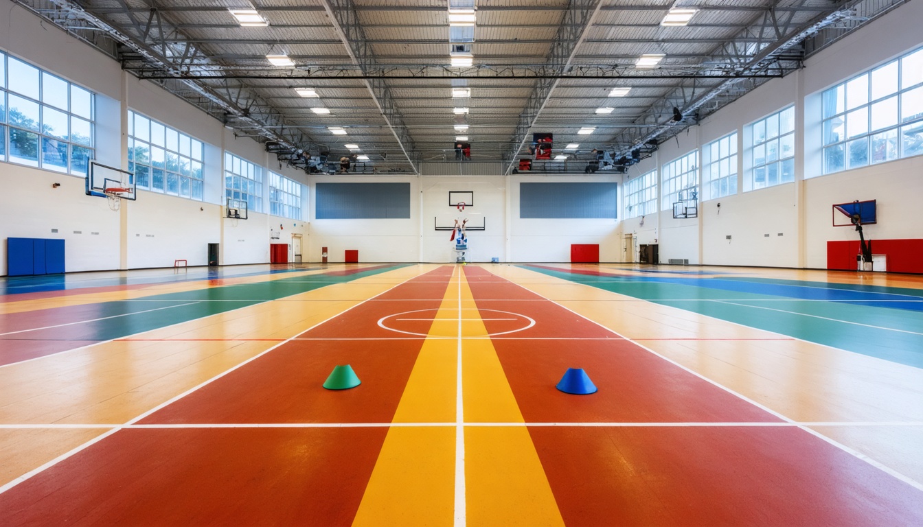 Overzichtelijke sport- en spelzones met kleine groepjes kinderen tijdens de Sport & Spel Modules